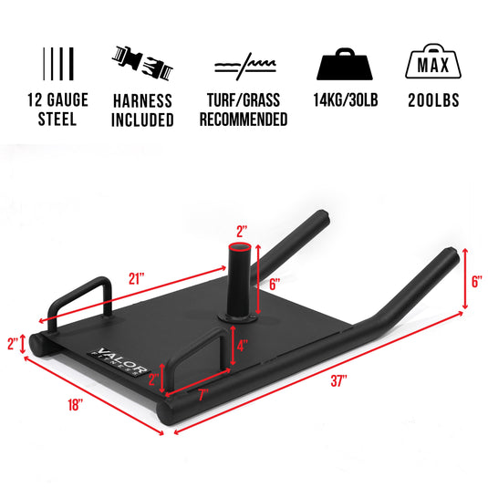 Valor Fitness - Agility Sled Push Pull Drag w/ Shoulder Harness