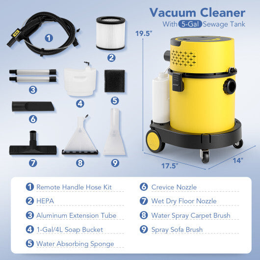 LuxuryLifeWay Online Store - 4-in-1 Portable Wet Dry Vacuum Cleaner-Yellow