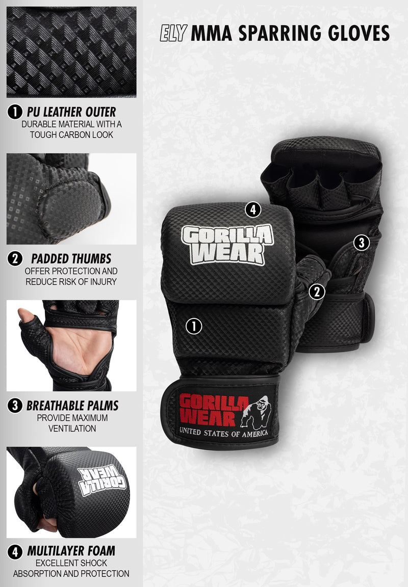 Load image into Gallery viewer, Gorilla Wear - ely mma sparring gloves - black/white
