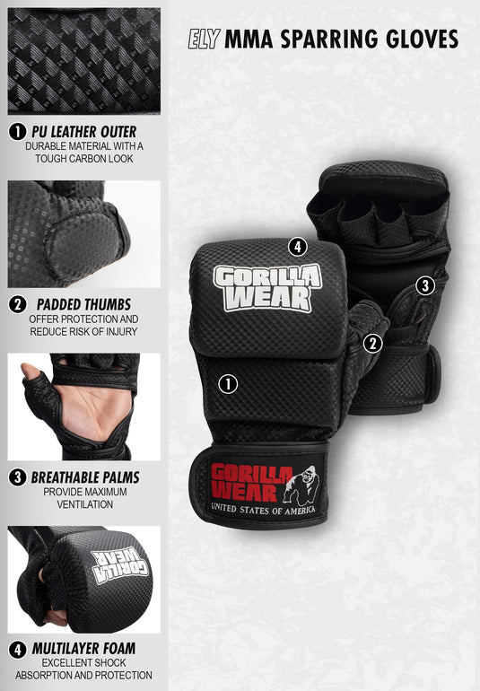 Gorilla Wear - ely mma sparring gloves - black/white