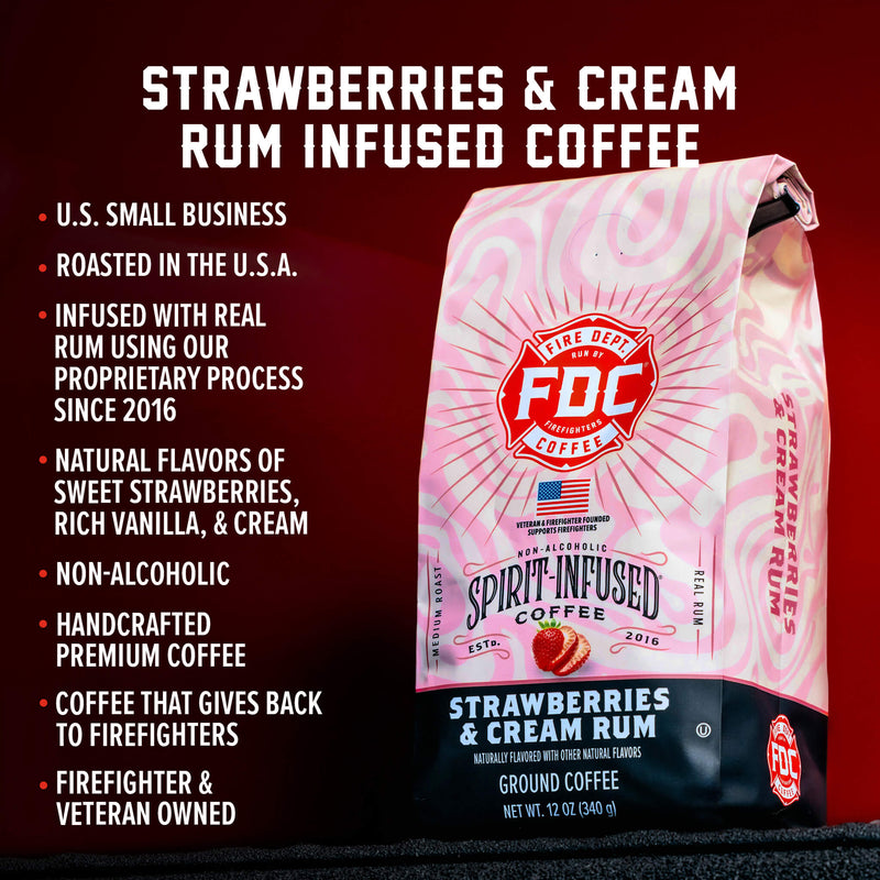 Load image into Gallery viewer, Fire Department Coffee - Strawberries and Cream Rum Infused Coffee

