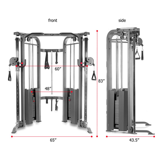 XMARK - Functional Trainer Cable Machine with 200 lb Weight Stacks and Adjustable Weight Bench