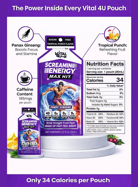 Vital 4U - Screamin Energy Max Hit Tropical Punch Sugar Free