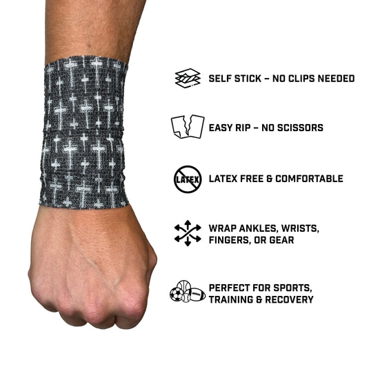 Elite Athletic Gear - Faith Cross Black Self Stick Athletic Tape