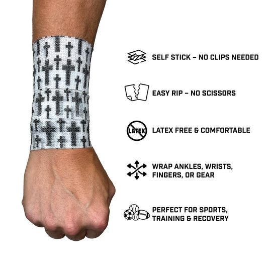 Elite Athletic Gear - Faith Cross White Self Stick Athletic Tape