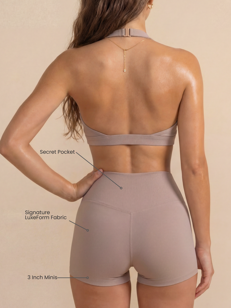 Load image into Gallery viewer, Runner's Athletics - Hot Girl Mini Sculpting Shorts 3" in LuxeForm (Taupe)
