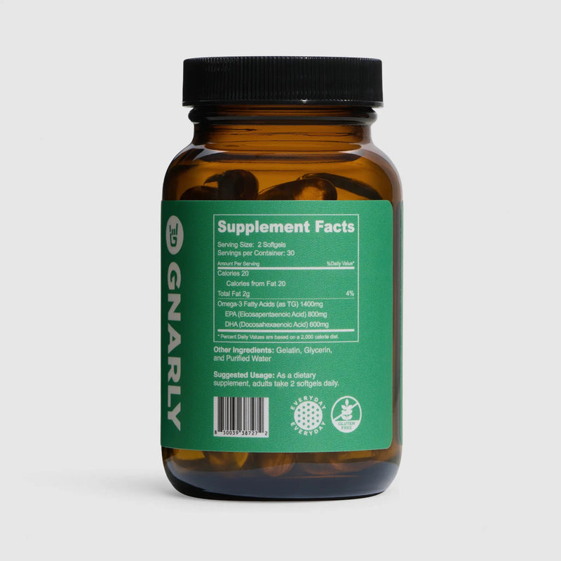Load image into Gallery viewer, Gnarly Baseline Omega-3 - Bottle Side
