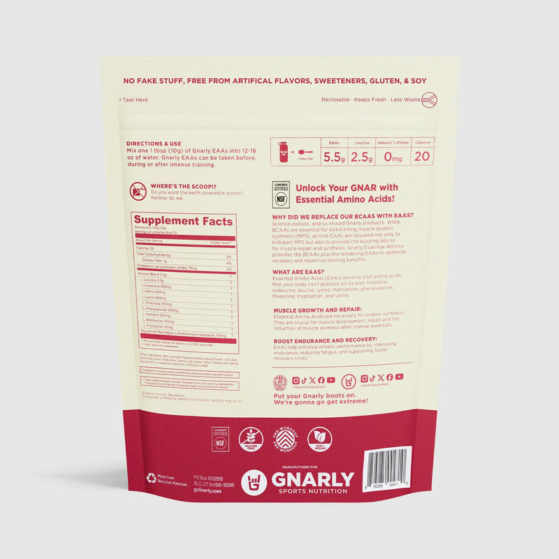 Load image into Gallery viewer, Gnarly Essential Aminos Stim-Free - Back Label
