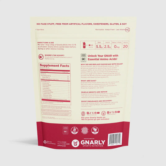 Gnarly Essential Aminos Stim-Free - Back Label