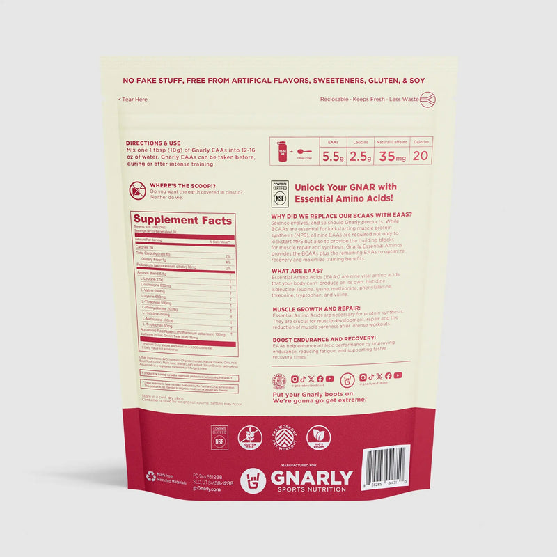 Load image into Gallery viewer, Gnarly Essential Aminos Caffeinated - Back Label
