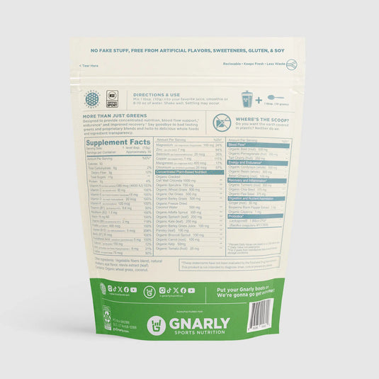 Gnarly Performance Greens Blueberry Acai - Nutrition Facts Panel