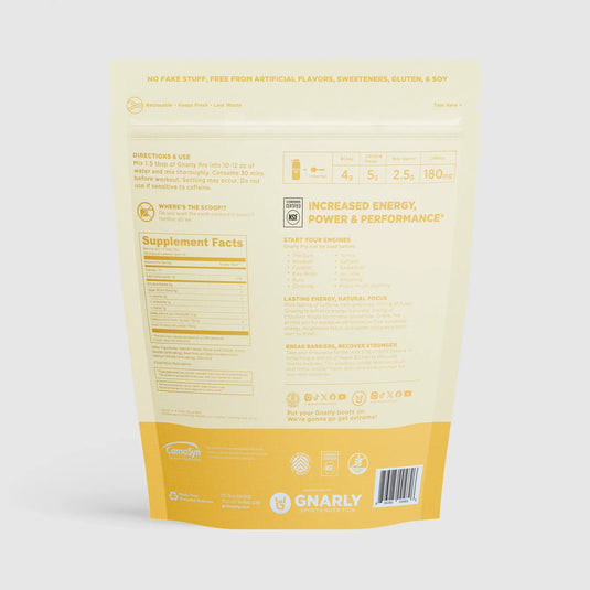 Gnarly Pre-Workout Mango - Back Label