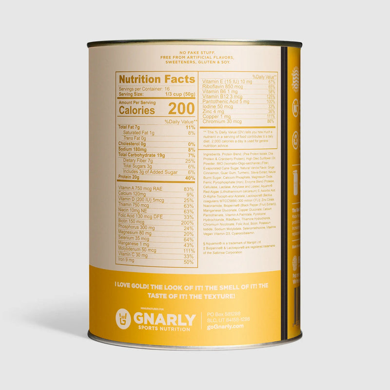Load image into Gallery viewer, Gnarly Vegan Plant Protein Golden Milk - Back Label
