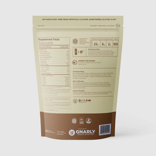 Gnarly Grass-Fed Whey Protein Chocolate - Back Label