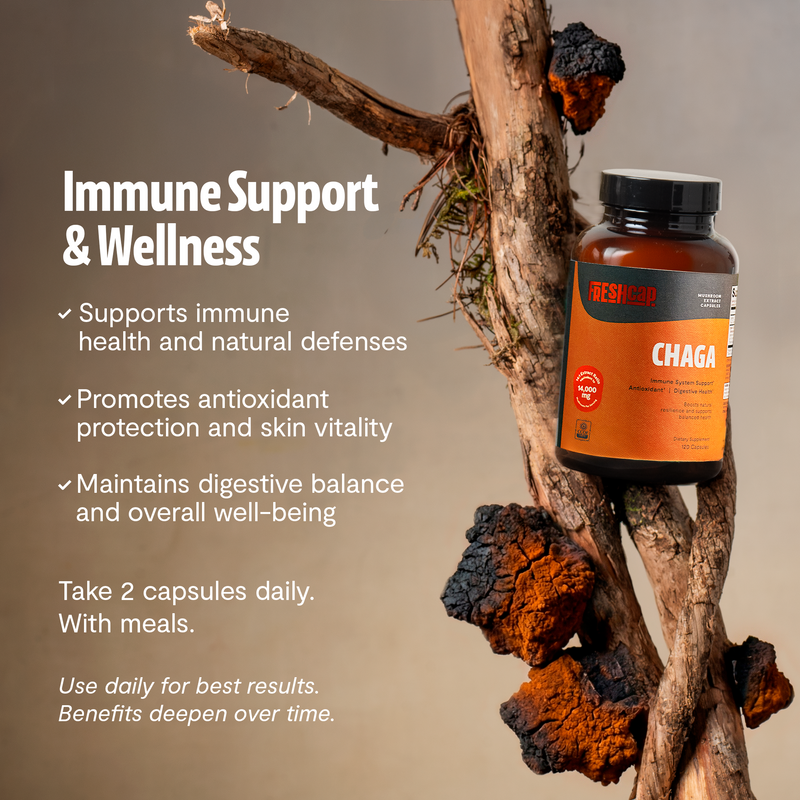 Load image into Gallery viewer, FreshCap Mushrooms - Chaga Mushroom Extract Capsules
