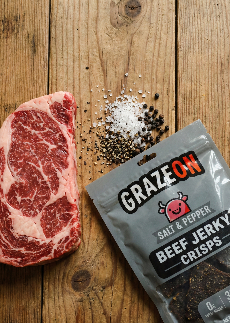 Load image into Gallery viewer, GrazeOn - Salt &amp; Pepper Beef Crisps (2 oz)
