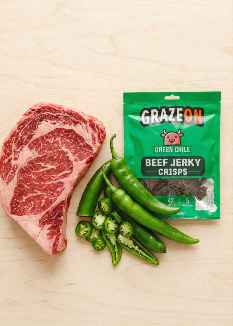 Load image into Gallery viewer, GrazeOn - Green Chile Beef Crisps (2 oz)
