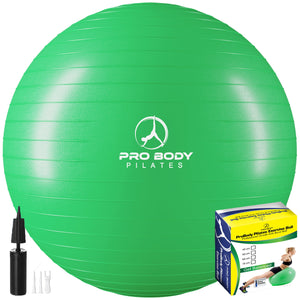 ProBody Pilates - Yoga Ball for Pregnancy, Fitness, Balance, Workout at Home, Office and Physical Therapy (Green)