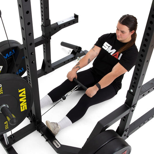 SMAI - Half Power Rack With Cable Machine Lateral Pull Down / Rower