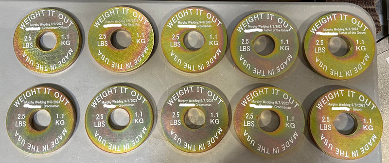 Load image into Gallery viewer, Weight It Out - Pre-Order Only: Custom Engraved Solid Steel Calibrated Weight Plate Pairs American Made
