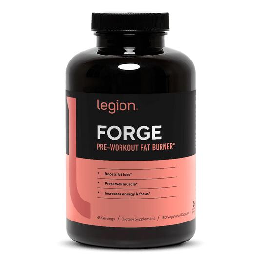 Legion Athletics Forge Pre-Workout Fat Burner - 10mg yohimbine, 2.5g HMB, and 300mg Advantra Z synephrine per serving for fasted training fat loss support
