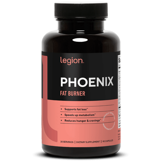 Legion Athletics Phoenix Fat Burner with caffeine, L-tyrosine, naringin, hesperidin, 5-HTP, and Capsimax