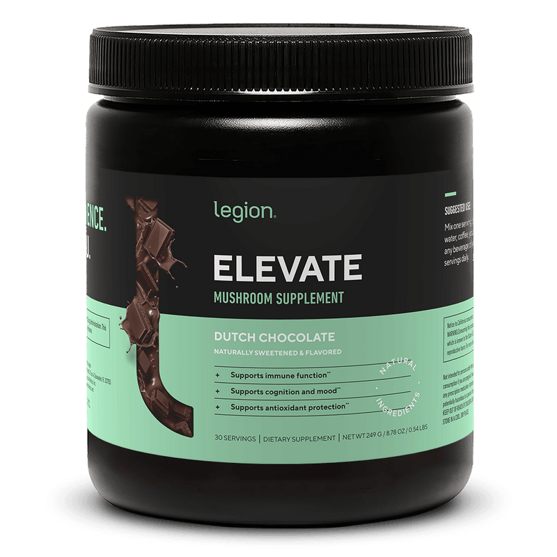 Load image into Gallery viewer, Legion Athletics Elevate mushroom supplement with Lion's Mane, Cordyceps, Reishi, Chaga, Turkey Tail, and Maitake
