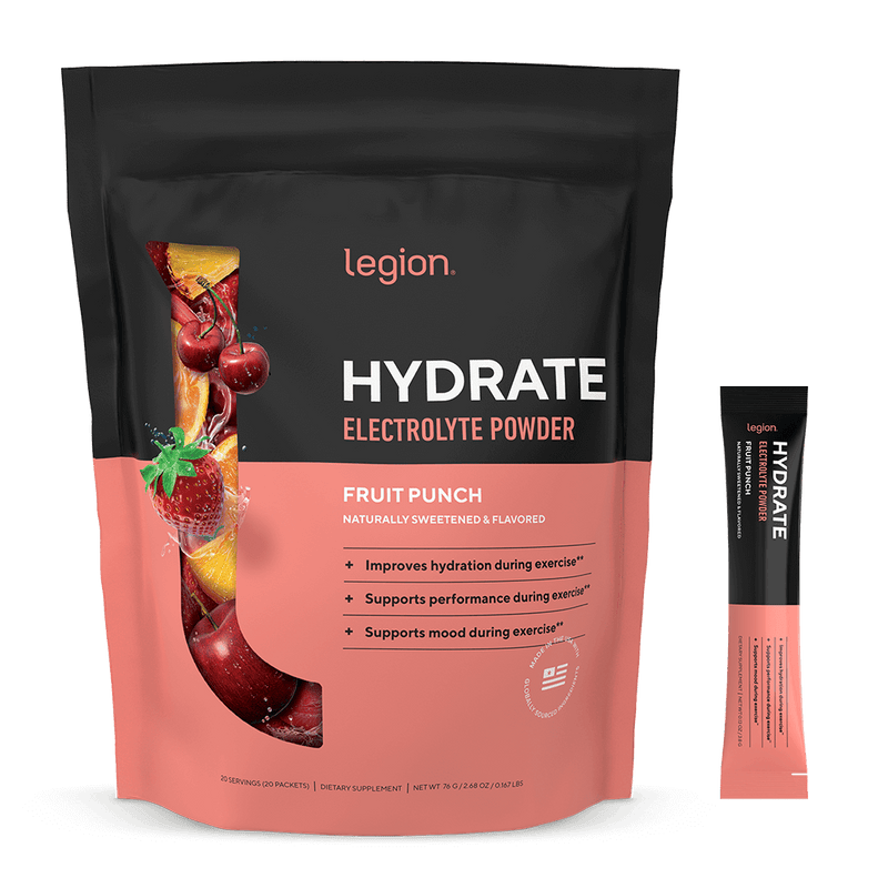 Load image into Gallery viewer, Legion Athletics Hydrate Electrolyte Powder - sodium, potassium, magnesium, and calcium for hydration
