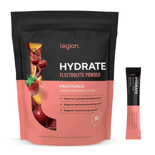 Legion Athletics Hydrate Electrolyte Powder - sodium, potassium, magnesium, and calcium for hydration