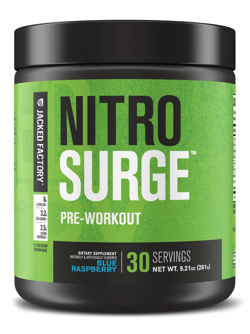 Load image into Gallery viewer, Jacked Factory - Nitrosurge Pre-Workout Powder - Blue Raspberry / 30 Servings
