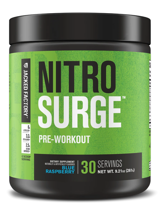 Jacked Factory - Nitrosurge Pre-Workout Powder - Blue Raspberry / 30 Servings