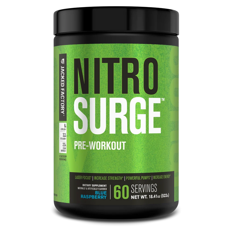 Load image into Gallery viewer, Jacked Factory - Nitrosurge Pre-Workout Powder - Blue Raspberry / 60 Servings
