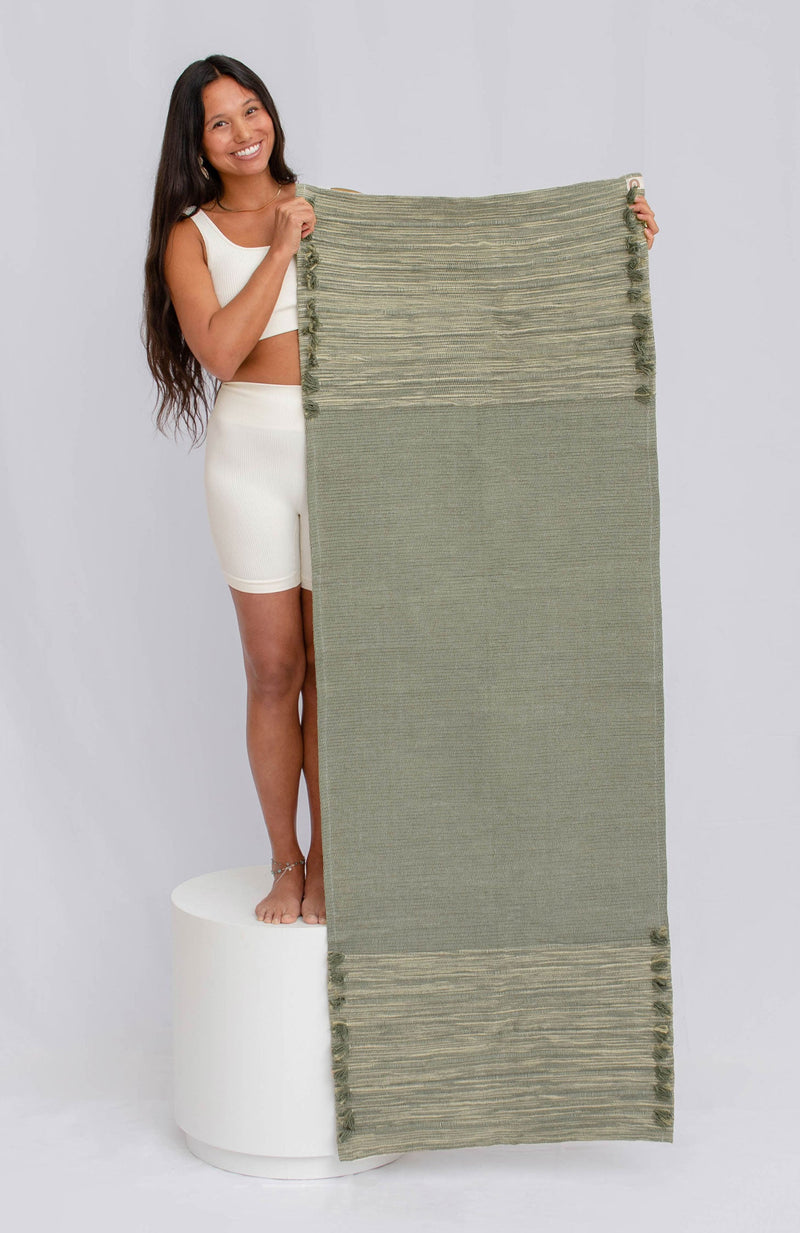 Load image into Gallery viewer, Oko Living - Jade &amp; Jute - Naturally Dyed Herbal Yoga Mat
