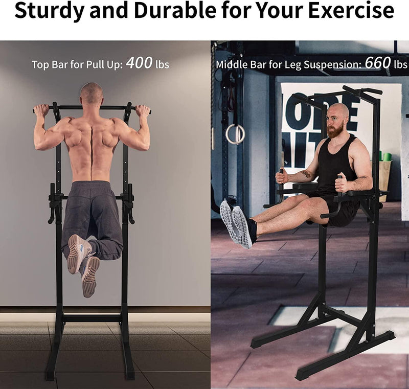 Load image into Gallery viewer, Strength Power Tower Dip Station Pull Up Bar Workout Equipment, Adjustable Height 62.2&quot; to 84.5&quot;, Holds Up to 660LBS
