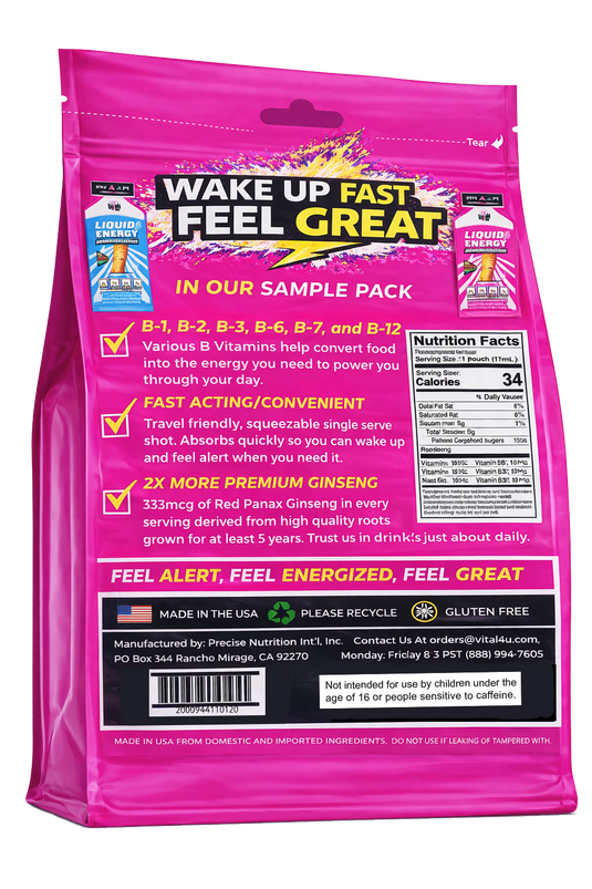 Vital 4U - Liquid Energy Ginseng Sample Pack - 6 Pouches