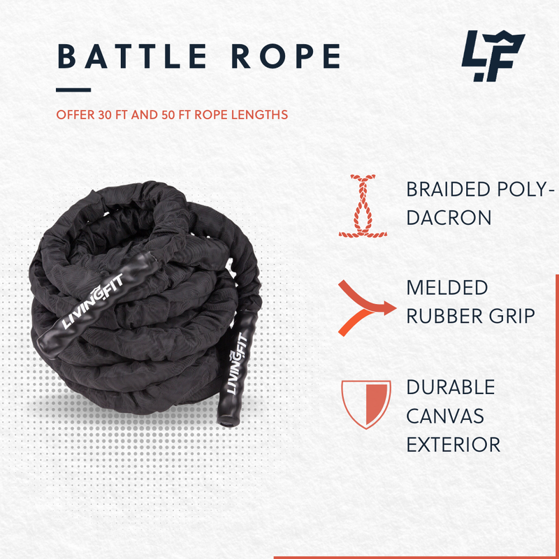 Load image into Gallery viewer, Living.Fit - Battle Ropes - Canvas Covered - 1.5 Inch Diameter
