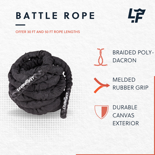 Living.Fit - Battle Ropes - Canvas Covered - 1.5 Inch Diameter