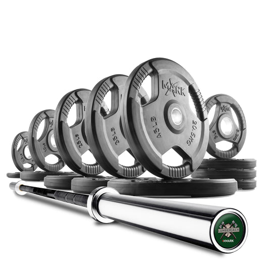 XMARK - Tri-Grip Olympic Weight Plates and Olympic Barbell Sets