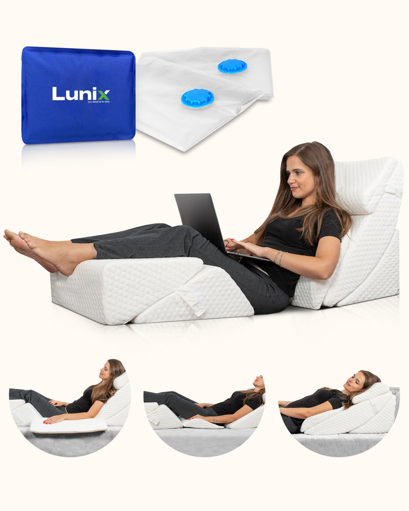 Load image into Gallery viewer, Lunix - LX13 6-Piece Post-Surgery Recovery System, Orthopedic Bed Wedge Pillow Set, Pebble White

