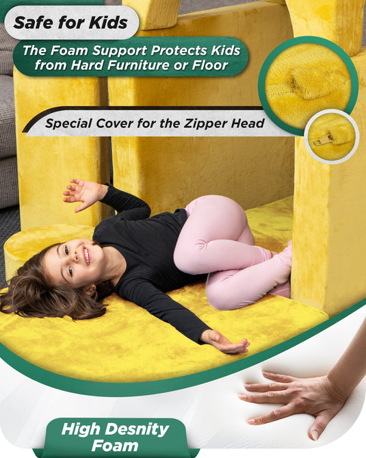 Lunix - LX15 14-Piece Modular Play Couch (Amber Yellow)