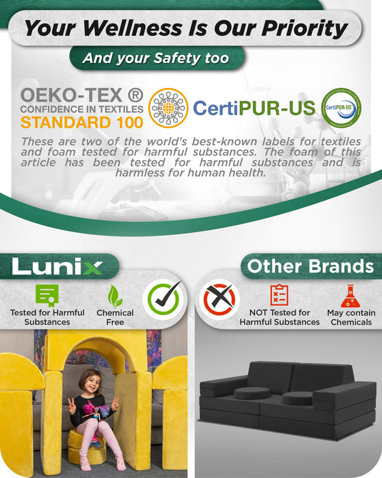 Lunix - LX15 14-Piece Modular Play Couch (Amber Yellow)
