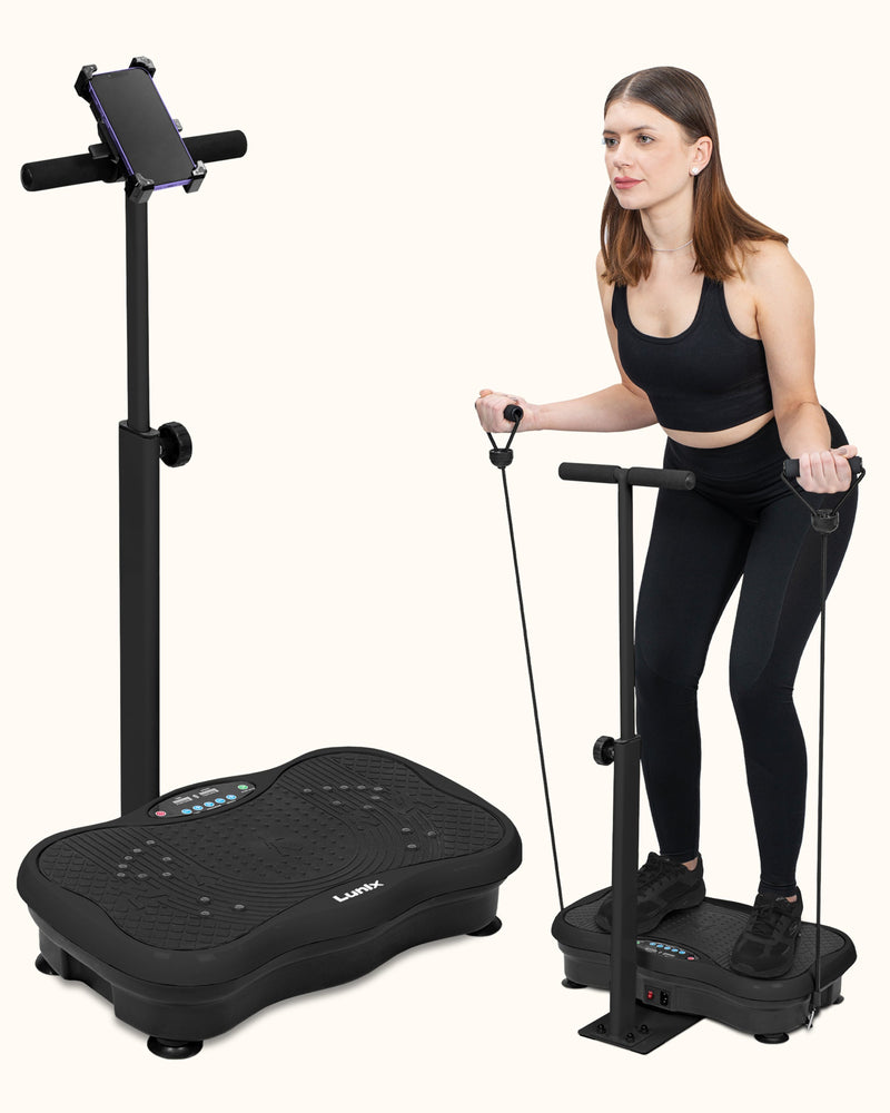 Load image into Gallery viewer, Lunix - LX18 Vibration Plate with Adjustable Handlebar (Charcoal Black)
