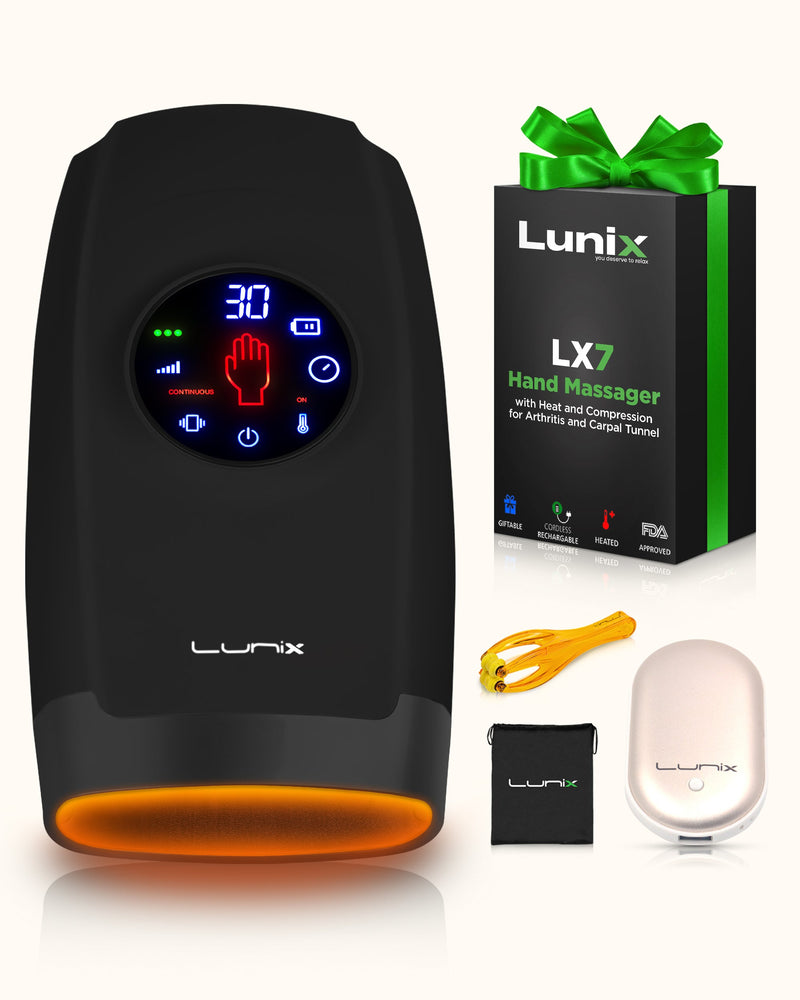 Load image into Gallery viewer, Lunix - LX7 LCD Touchscreen Hand Massager, Heated Air Compression, Charcoal Black
