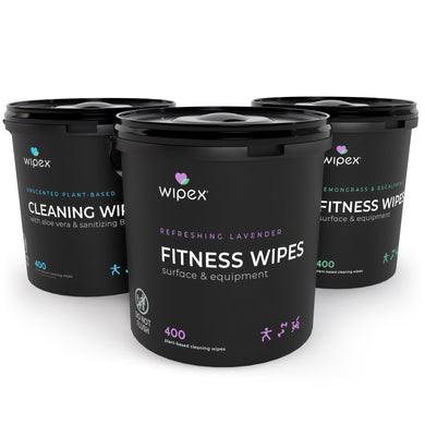 Wipex Co. - 400 Yoga Mat Wipes | Natural | Plant-based | For Fitness & Yoga Gear, Chiropractic, Massage Tables