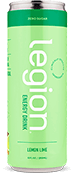 Legion Athletics Energy Drink - 150mg PurCaf organic caffeine, 150mg Suntheanine L-theanine, 250mg Cognizin citicoline, 2g taurine, and B vitamin complex per can, naturally sweetened