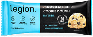Legion Athletics Protein Bars - 20g whey concentrate, milk protein isolate, and whey isolate blend with 6-9g prebiotic fiber per bar, naturally sweetened