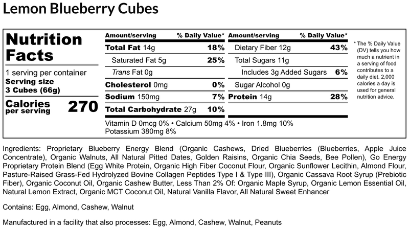 Load image into Gallery viewer, E3 Energy Cubes - Lemon Blueberry Protein Bars (12 bars)
