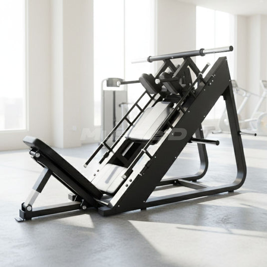 Muscle D Fitness - Excel Linear Hack/Leg Press - Plate Load Hack Squat Combo - Weight Storage Pegs - Adjustable Foot Plate / Back Pad