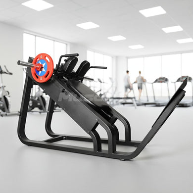 Muscle D Fitness - Excel Linear Hack Slide - Plate Load Hack Squat - Weight Storage Pegs - Safety Catch