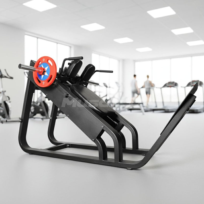 Load image into Gallery viewer, Muscle D Fitness - Excel Linear Hack Slide - Plate Load Hack Squat - Weight Storage Pegs - Safety Catch
